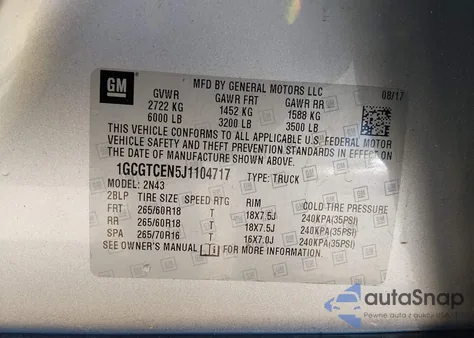 2018 Chevrolet Colorado Lt from USA, damaged, VIN 1GCGTCEN5J1104717